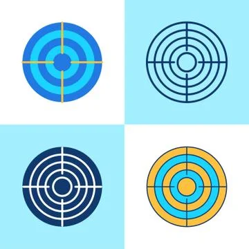 Target icon set in flat and line style Illustrazione stock
