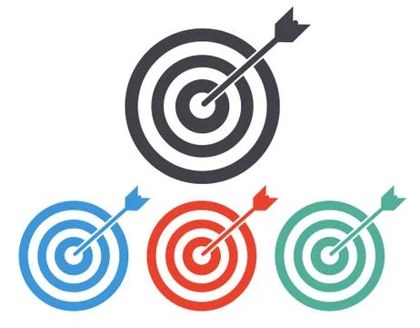 Target icon set - simple flat design isolated on white background, vector. Stock Illustration