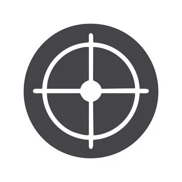 Target icon. Simple, circular target with four points, symbolizing focus, a.. Illustrazione stock