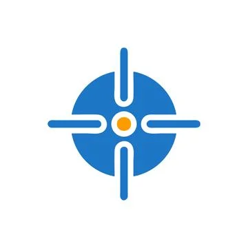 Target icon solid blue orange colour military symbol perfect. イラスト素材