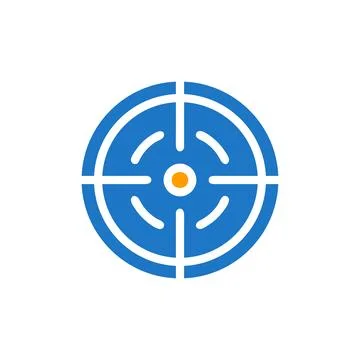 Target icon solid blue orange colour military symbol perfect. イラスト素材