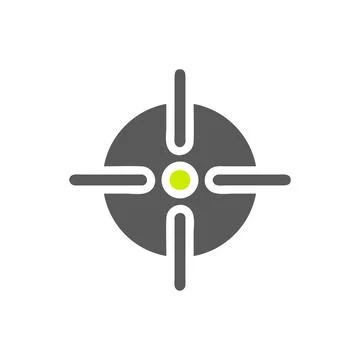Target icon solid grey vibrant green colour military symbol perfect. イラスト素材