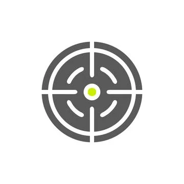 Target icon solid grey vibrant green colour military symbol perfect. Stock Illustration