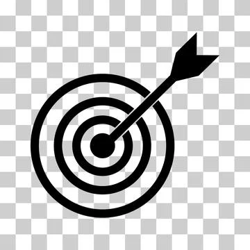 Target icon on transparent background. Black target sign. Target and arrow. 스톡 일러스트