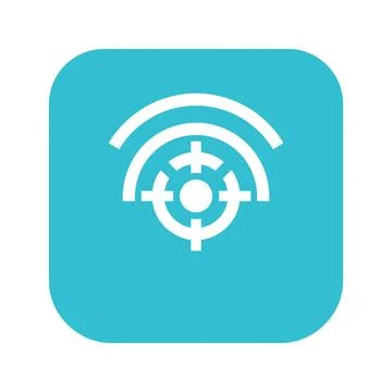 Target icon on turquoise square background for tracking and security applic.. Stock Illustration