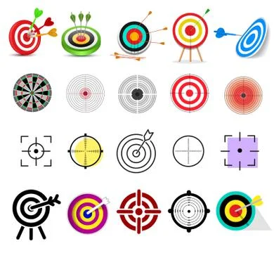 Target icon vector arrow in aim of dartboard and goal of success business Ilustração Stock