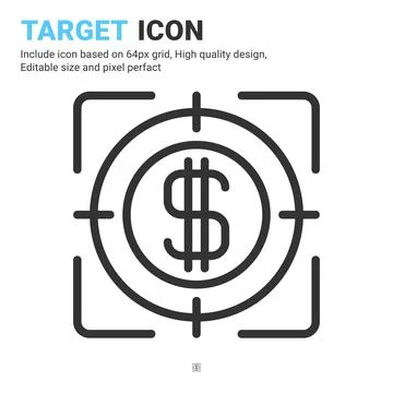 Target icon vector with outline style isolated on white background Stock Illustration