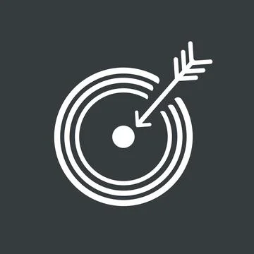 Target icon vector sign and symbol white isolated on dark background, goal logo Stock Illustration