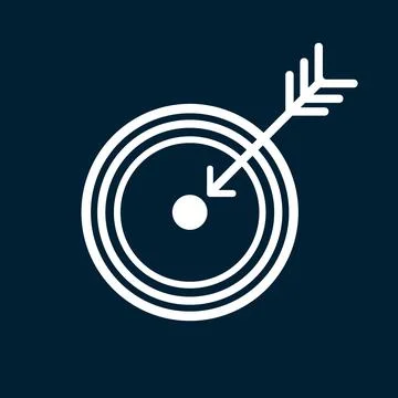 Target icon vector sign and symbol white isolated on dark background, goal logo Illustrazione stock