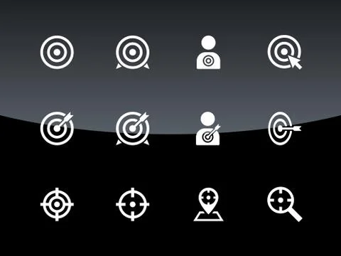 Target icons on black background Stock Illustration