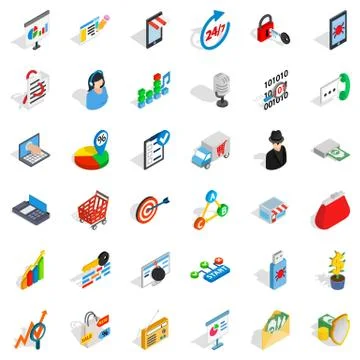 Target icons set, isometric style 库存插图