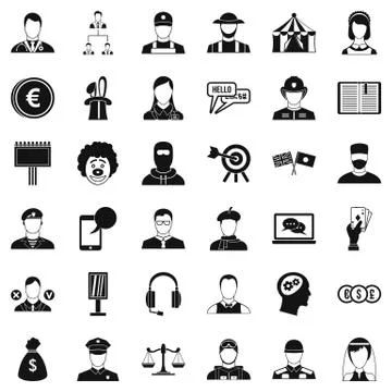 Target icons set, simple style Illustrazione stock