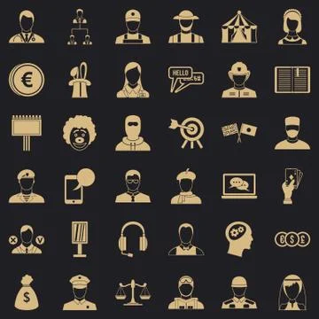 Target icons set, simple style Illustrazione stock