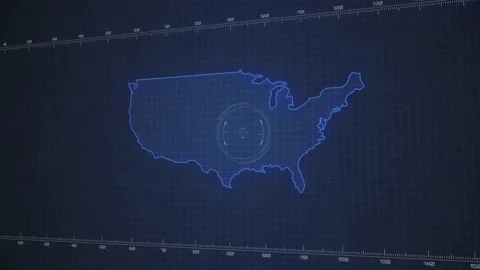 Target indicator move on the USA (United States of America) Map Stock Footage 202716039