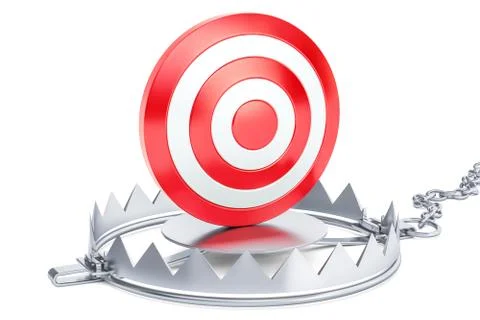 Target inside the trap. 3D rendering Illustrazione stock