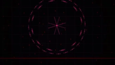 Target Interface with Rotating Crosshair on Dark Grid Background Stock Footage 343768229