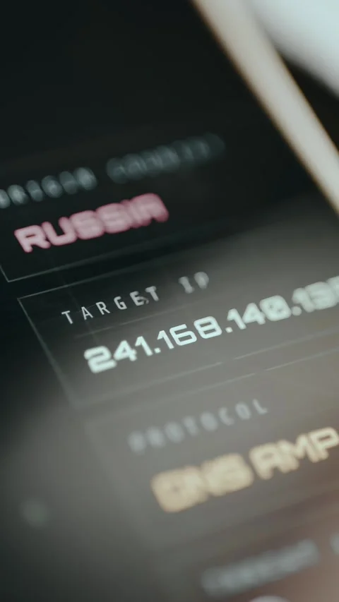 Target IP address for cyber attacks, live data. Ethical hacking concept Stock Footage 331130735