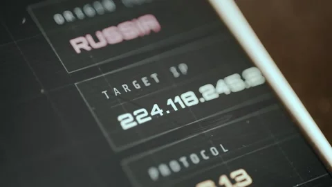 Target IP for cyber attacks, real time data. Ethical hacking concept Stock Footage 331127846