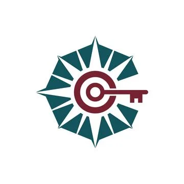 Target Key Logo Design for Security Success Branding Stock Illustration