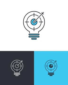 Target Light Bulb Line Icon Stock Illustration