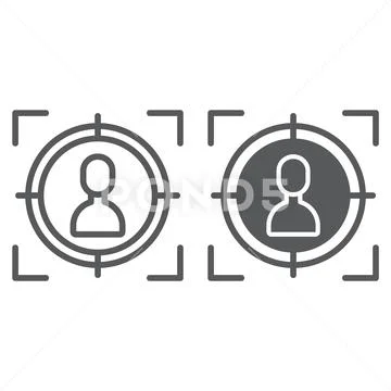 Target line and glyph icon, focus and targeting, aim sign, vector graphics, a Stock Illustration
