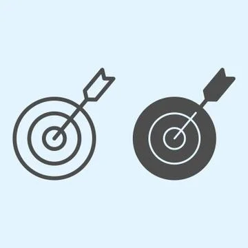 Target line and solid icon. Darts, round shield and aim with successful result イラスト素材
