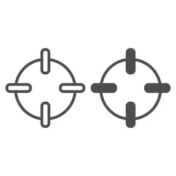 Target line and solid icon. Aim in focus, crosshair symbol, outline style イラスト素材
