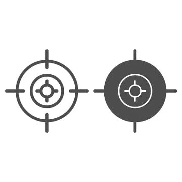 Target line and solid icon. Aim focus goal, crosshair symbol, outline style Stock Illustration