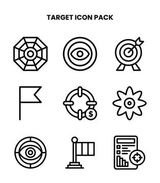 Target Line Bundle Icons Pack Stock Illustration