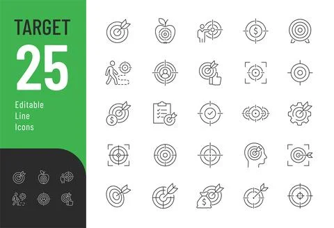 Target line Editable Icons set. Stock Illustration