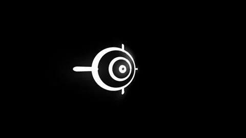 Target Line Icon Animation Loop Black Background Vídeo Stock 340191023