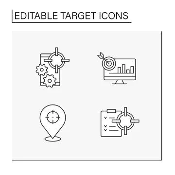 Target line icons set Stock Illustration