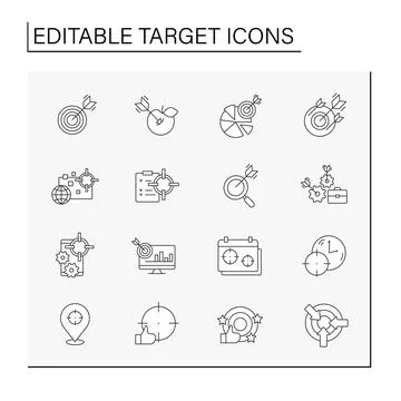Target line icons set Stock Illustration