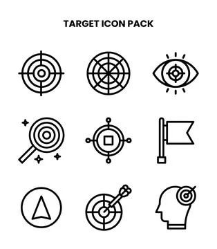 Target Line Set Icons Pack Stock Illustration