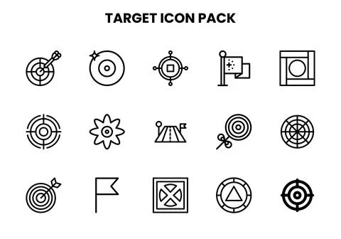 Target Line Vector Icons Pack Stock Illustration
