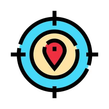 Target location gps pin showing navigation destination Stock Illustration