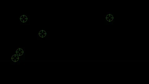 Target lock HUD interface scanning on black background overlay 4K Vídeos de archivo 336486335