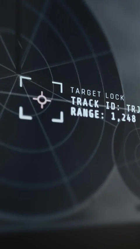 Target Lock Interface Showing Range Of 1248 Kilometers 4K Stock Footage 341326600