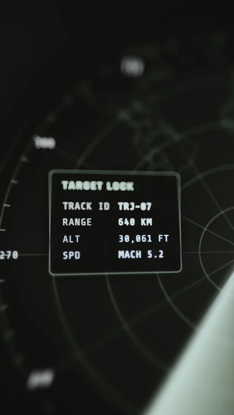 Target Lock Telemetry For Hypersonic Track TRJ-07 At Mach 5.2 4K Stock Footage 341325259