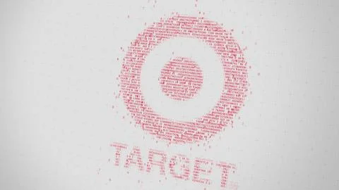 Target logo being made with many numbers. Digital business conceptual editorial 스톡 일러스트