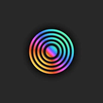 Target logo trendy bright gradient, diverging circles from the center with 3D Stock Illustration