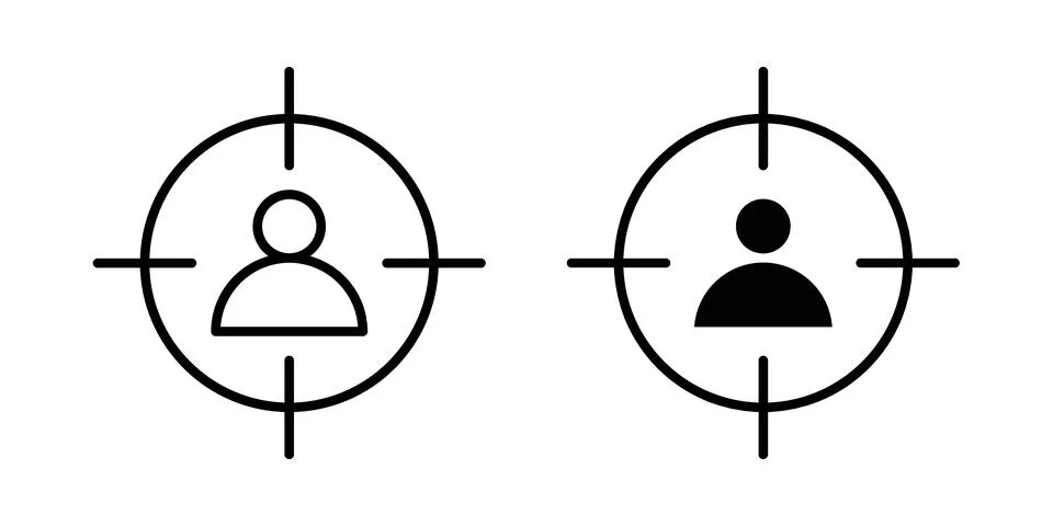 Target market icon vector concepts, line and silhouette style Stock Illustration
