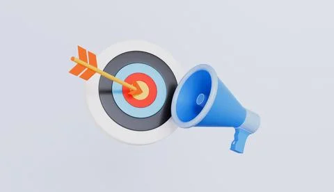 Target megaphone speaker 3d illustration isolated on pastel background Stock Illustration