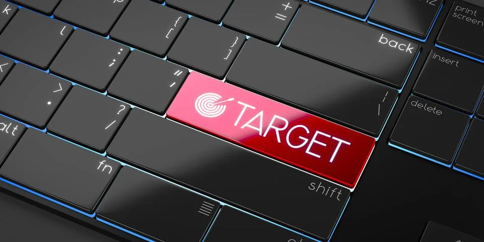 Target - modern computer keyboard - 3D illustration Stock Illustration