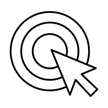 Target with mouse cursor arrow line style icon Stock Illustration