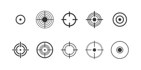 Target, pain circle vector glyph icons set Stock Illustration