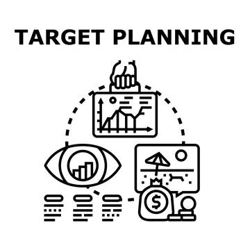 Target planning and goal achieving process icon Stock Illustration