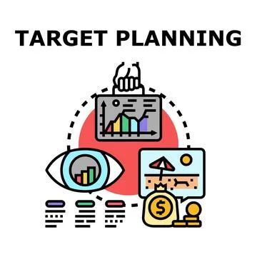 Target planning and goal achieving process icon Stock Illustration