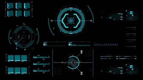 Target pointer and Futuristic user interface HUD GUI Video stock 112323623