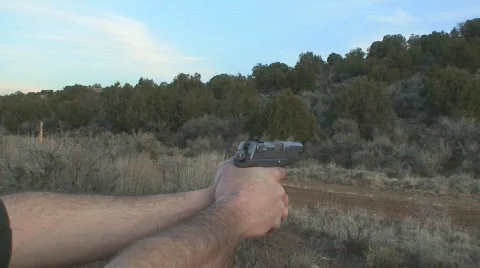 Target practice with gun Video stock 459477